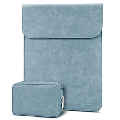 Abbildung von TECOOL 13 Zoll Laptop Hülle Tasche Leder für 2022 2024 MacBook Air M3 M2, 2018 2020 M1 A2337/A1932/A2179, 2016 Pro M2 M1, Surface pro, XPS Sleeve Schutzhülle, Blau