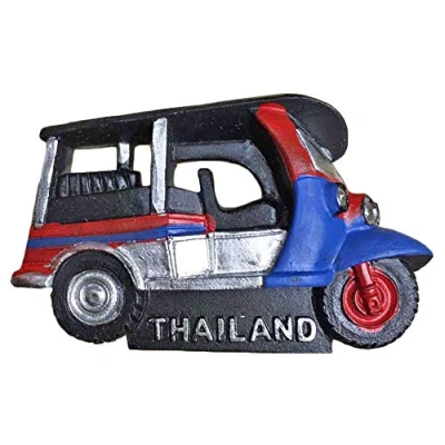 Abbildung von Thailand 3D Kühlschrank Magnet Travel Souvenirs Kollektion, Heim und Küche Dekoration Kühlschrankmagnet Sticker aus China 5 x 8 cm TukTuk red