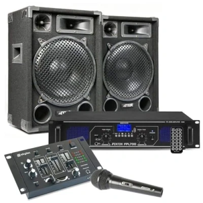 Abbildung von MAX12 DJ Set mit Lautsprechern, Verstärker und Mischpult 1400 W
