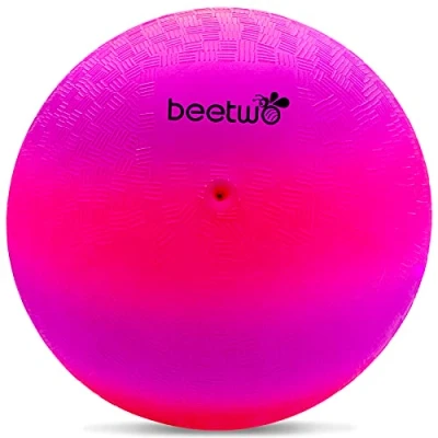 Abbildung von Bouncy Kickball, PVC Kinder Spielball, Mehrfarbig Regenbogen Ball Kinder, Fußball Softball, Kinderball für Drinnen und Draußen (8,5 Zoll) Rose Rot