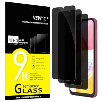 Abbildung von NEW&#039;C 3 Stück, Sichtschutz Panzer Schutz Glas für Samsung Galaxy A14 5G / 4G, M14 5G, Verbesserter 28 Grad schutzwinkel, Ultra Haltbare 9H Härte, Blasenfrei