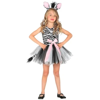 Abbildung von Widdmann Kostüm Kleines Zebra, Süßes Tutukleid mit Zebramuster und passendem Haarreif