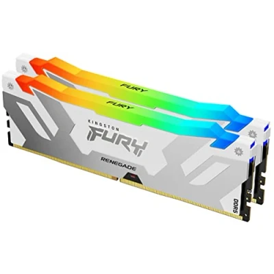 Abbildung von Kingston FURY Renegade Weiß RGB XMP 32GB 8000MT/s DDR5 CL38 DIMM Desktop Gaming Speicher (Kit mit 2 ) KF580C38RWAK2 32
