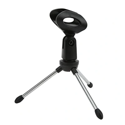 Abbildung von Desktop Mikrofon Stativ, Tisch Mikrofonständer 5/8 Zoll Gewinde Einfach zu verstauen Abnehmbares Design mit Clip für Live Streaming