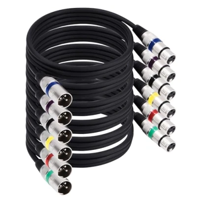 Abbildung von Xespis 6 Stück 1.5M XLR Kabel Premium Symmetrisches Mikrofonkabel, Pin DMX Microphone Signal Cable Connection Stecker auf Buchse Mikrofonkabel für Studioaufnahmen und Live Produktion