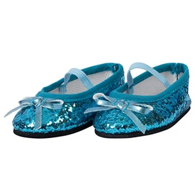 Abbildung von The New York Doll Collection Blau Glitzer Stoffschuhe passen auf 18 zoll/46cm Puppen für Mode Mädchen Puppenschuhe Puppe schimmern schuhe Puppenkleidung Zubehör
