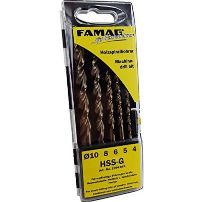 Abbildung von FAMAG Holzspiralbohrersatz 5 teilig D=4,5,6,8,10mm in Kassette
