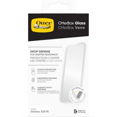 Abbildung von OtterBox Glass Displayschutz für Samsung Galaxy S24 FE, gehärtetes Glas, Schutz vor Brüchen, Kratzern und Stürzen, Keine Einzelhandelsverpackung
