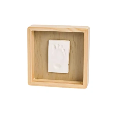 Abbildung von Baby Art Pure Box Fingerabdruck Set mit Rahmen aus Kiefernholz, Geschenkidee zur Geburt, Farbe Holz
