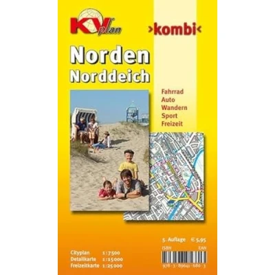 Abbildung von Norden / Norddeich: 1:15.000 Stadtplan und Freizeitkarte 1:25.000 mit Rad Wanderwegen, inkl. Cityplan 1:7.500: 1 : 7 500. Detailkarte ... Sport. Freizeit (KVplan Ostfriesland Region)