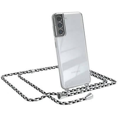 Abbildung von EAZY CASE Handykette kompatibel mit Samsung Galaxy S21 5G Handyhülle Umhängeband, Handykordel Schutzhülle, Silikonhülle, Hülle Band, Stylische Kette für Smartphone, Schwarz Camouflage