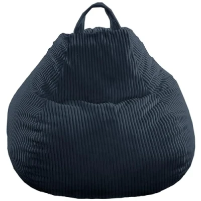 Abbildung von bananair Sitzsack Kinder und Erwachsene Cordstoff Breit Gerippt Weich &amp; Bequem Maschinenwaschbarer Bezug Leicht Transportierbar Bean Bag, Gaming (120 x 100 cm, Dunkelblau)
