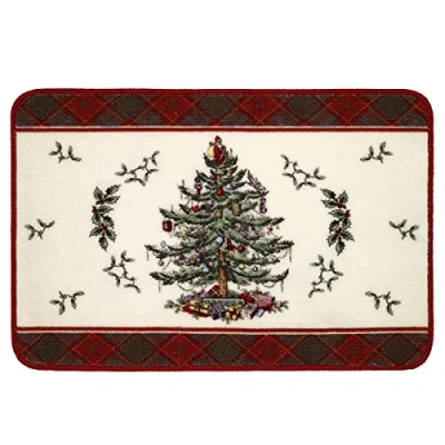 Abbildung von Avanti Linens Spode Badematte, Baumwolle, Badezimmerteppich, Urlaub, Badezimmer, Dekoration, Weihnachtsbaum, Tartan Kollektion