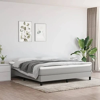Abbildung von vidaXL Bettgestell, Polsterbett Bett für Schlafzimmer, Bettrahmen mit Lattenrost, Schlafzimmerbett Doppelbett, Hellgrau 160x200cm Stoff