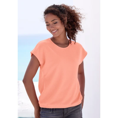 Abbildung von Vivance Kurzarmshirt mit dezentem Jacquard Muster aus pflegeleichter Qualität
