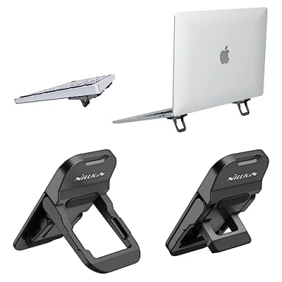 Abbildung von Nillkin Mini Laptopständer, Faltbarer Unsichtbar Laptop Halterung, Verstellbarer Notebook Ständer mit Rutschfester Silikon Unterlage Kompatibel Allen Laptops/MacBook/Notebook/Tastatur, Schwarz
