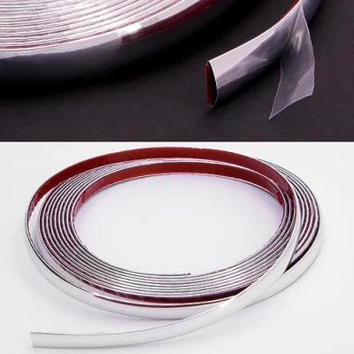 Abbildung von RECAMBO Zierleiste Chrom Vielseitig, Flexibel &amp; Selbstklebend 12mm x 5m