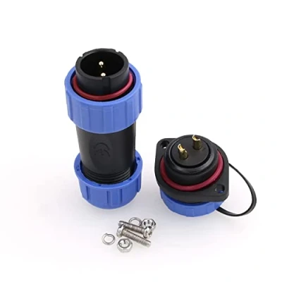 Abbildung von Eonvic HE21 2 poliger wasserdichter Stecker, Luftfahrt Rundstecker, Gewindestecker, 812 mm, Kabel für industrielle Strombeleuchtung, Innen und Außenbereich