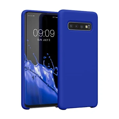 Abbildung von kwmobile Hülle kompatibel mit Samsung Galaxy S10 Silikon Handy Case Handyhülle weiche Oberfläche kabelloses Laden Baltik Blau