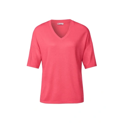 Abbildung von Street One LOOK Vneck Tshirt basic, Damen, Größe: 34, Rosa