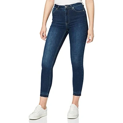 Abbildung von NA KD Damen Skinny High Waist Open Hem Jeans, dunkelblau , 40 EU