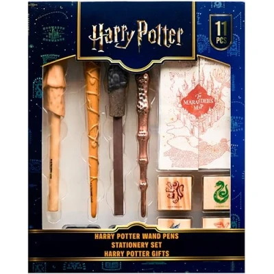 Abbildung von Harry Potter Zauberstab Kinder Stifte Set, Hogwarts Haus Stempel Set und Karte des Rumtreibers