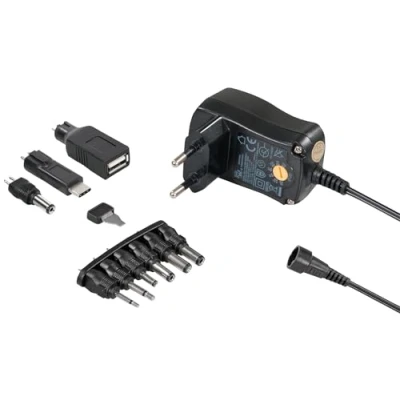 Abbildung von MaxTrack Stabilisiertes Schaltnetzteil mit 7 Spannungsstufen, 600mA, USB A, C, 1,8m Kabel, Universelles Netzteil, DC Stecker, Netzteil Adapterstecker, Spannungsregler