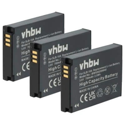 Abbildung von vhbw 3X Akku kompatibel mit Samsung WB380F, WB700, WB690, WB750, WB710, WB550, WB500, WB352F, WB800 Kamera (700 mAh, 3,6 V, Li Ion)