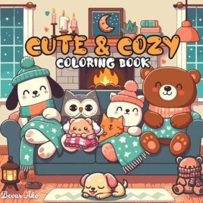 Abbildung von Cute &amp; Cozy Coloring Book: A Relaxing Escape for Adults and Teens: Animals with Scenes Relaxation