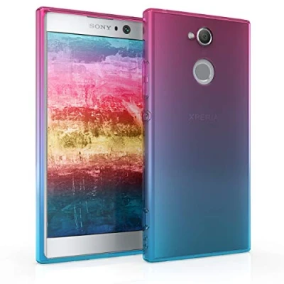 Abbildung von kwmobile Case kompatibel mit Sony Xperia XA2 Hülle Handy Handyhülle Zwei Farben Pink Blau Transparent