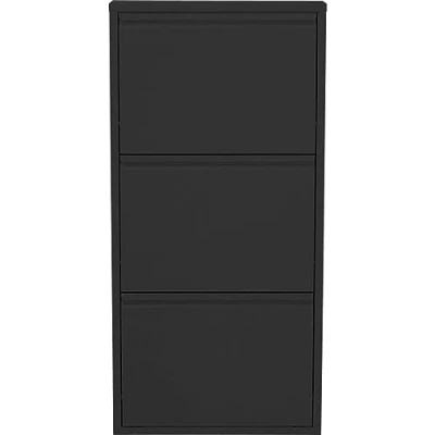 Abbildung von Kare Design Schuhschrank Caruso Schwarz, Metall, mit 3 Klappen, Schuhablage für 6 Paar Schuhe, schmal, platzsparend, hoch, Schuhregal, Eingangsbereich, 104x50x15 cm (H/B/T)