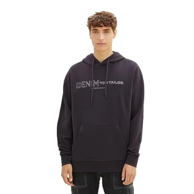 Abbildung von TOM TAILOR Denim Herren 1039426 Relaxed Fit Hoodie mit Logo Print, 29476 coal Grey, XXL