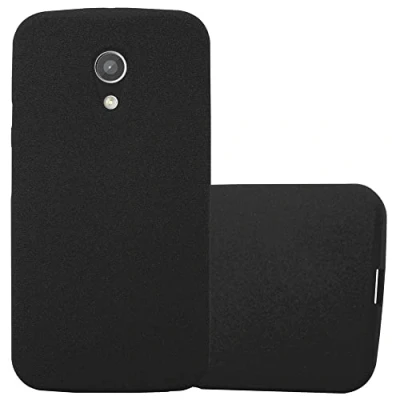 Abbildung von Cadorabo Hülle kompatibel mit Motorola Moto G2 Schutzhülle TPU Silikon Case Frost Design Slim Kratzfest Weiche Gummi Rundumschutz für in Schwarz