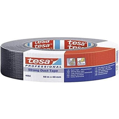Abbildung von tesa Gewebeband 4662, 48 mm x 50 m, schwarz Allzweckgewebeband aus 27 mesh PET Baumwollgewebe und (04662 00087 00)