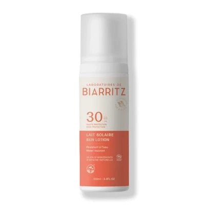 Abbildung von Laboratoires de Biarritz Sonnenmilch LSF30 Bio zertifiziert Gesicht und Körper Leichte cremige Textur 100 ml Made in France