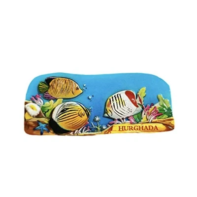Abbildung von 3D Fisch Hurghada Ägypten Kühlschrankmagnet Tourist Travel Souvenirs Handgemachte Harz Handwerk Magnetische Aufkleber Home Küche Dekoration Sammlung Geschenk