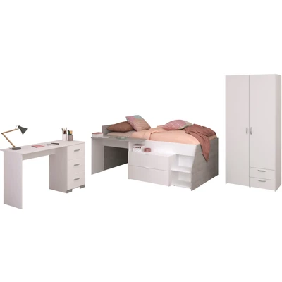 Abbildung von Parisot Jugendzimmer Set &quot;Parisot Milky 13&quot;, (3 tlg.), viel Stauraum, halbhohes Hochbett