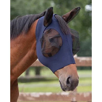 Abbildung von ARBO INOX® Fliegenmasken Fliegenmaske Fliegenschutz elastisch Reißverschluss Rosa Grau Navy