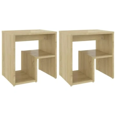 Abbildung von vidaXL 2X Nachttisch mit Regal Nachtschrank Nachtkonsole Nachtkommode Schlafzimmer Schrank Kommode Beistelltisch Sonoma Eiche 40x30x40cm Holzwerkstoff