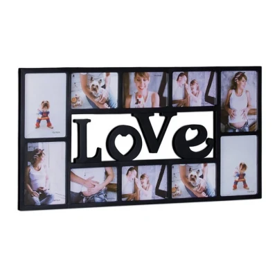 Abbildung von relaxdays Collagerahmen Bilderrahmen LOVE für 10 Fotos, Schwarz