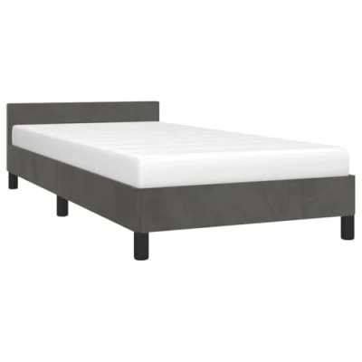 Abbildung von vidaXL Bettgestell mit Kopfteil, Bettrahmen Lattenrost, Bett Polsterbett Stützbeinen, Schlafzimmerbett Einzelbett, Dunkelgrau 90x200cm Samt