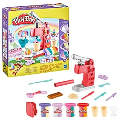 Abbildung von Play Doh Eismaschine Zauberhafte Knete, Eistüten, Formen &amp; mehr Magische Eiskrem Fantasie Ab 3 Jahren