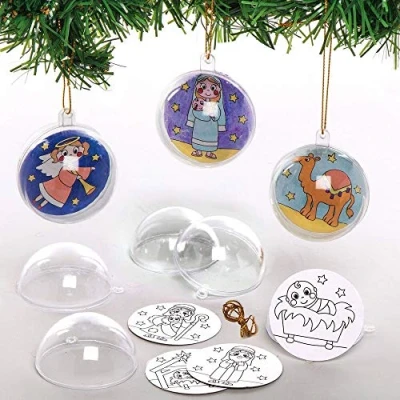 Abbildung von Baker Ross AX555 Weihnachtskrippe Kugeln zum Ausmalen Bastelset für Kinder 8 Stück, Festliche Kreativsets und Bastelbedarf Basteln Dekorieren zur Weihnachtszeit