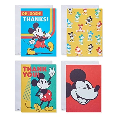 Abbildung von American Greetings Dankeskarten und Blanko Karten mit Umschlägen, Mickey Mouse, 48 Stück