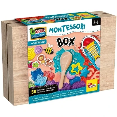 Abbildung von Lisciani MONTESSORI Arbeitsbox aus Holz Für Kinder von 3 bis 6 Jahren Bildungs und Lernspiele 50 Aktivitäten Labor Sensorische Experimente Materialien
