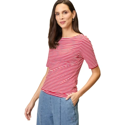 Abbildung von zero Streifen MIT Uboot Ausschnitt Tshirt print, Damen, Größe: 38, Redcream