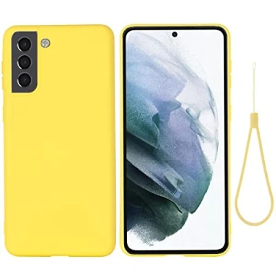 Abbildung von CoverKingz Case kompatibel mit Samsung Galaxy S22 5G Silikon Handy Hülle Soft Weiche Smartphone Schutzhülle Matt Gelb