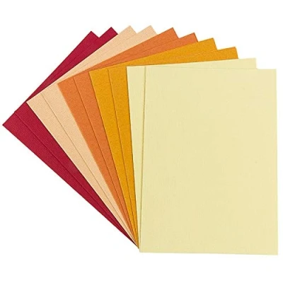 Abbildung von Ideen mit Herz Grußkarten Set 10 farbige Karten &amp; weiße Umschläge edle Leinen Optik bunt ideal für liebe Glückwünsche zum Geburtstag, Hochzeit (Rot /Gelbtöne, Din C6 14,5 x 10,5 cm)