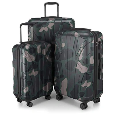 Abbildung von suitline 3er Koffer Set Trolley Rollkoffer Hartschalen Reisekoffer, TSA, (55 cm, 66 76 cm), 100% ABS, Matt, Camouflage