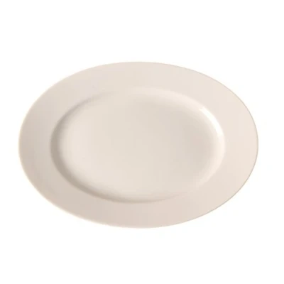 Abbildung von HENDI Platte, Oval, Verstärkte Kanten, hochwertige Glasur, Hohe Schlag und Verschleißfestigkeit, geeignet für Mikrowelle, Geschirrspüler, ø240mm, Porzellan